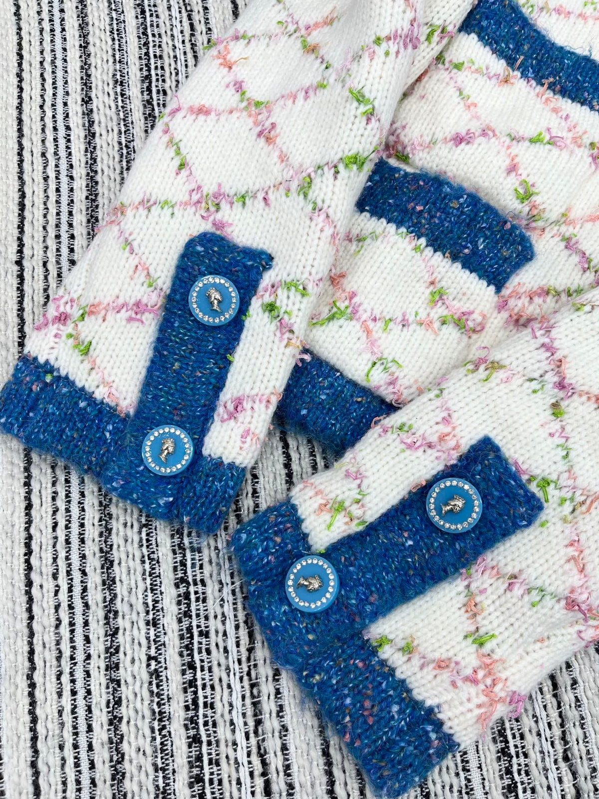 CC 2025 Cardigan Off-white Blue Wool 325889
