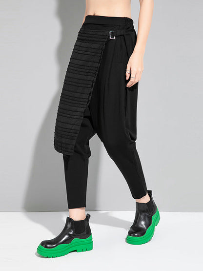 Original Stylish False Two Irregular Solid Color Harem Pants