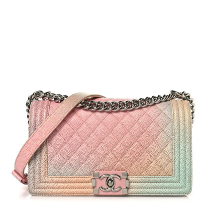 Caviar Quilted Medium Cuba Rainbow Boy Flap Pink Multicolor