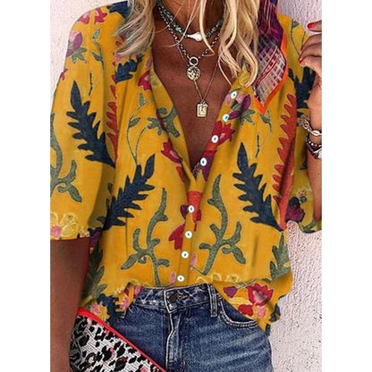 Multicolor Printing Fashion Loose Women'S Shirt