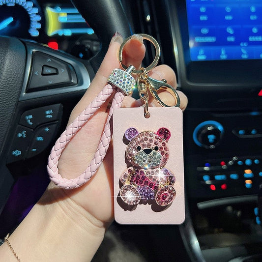 Creative Leather Diamond Bear Keychain