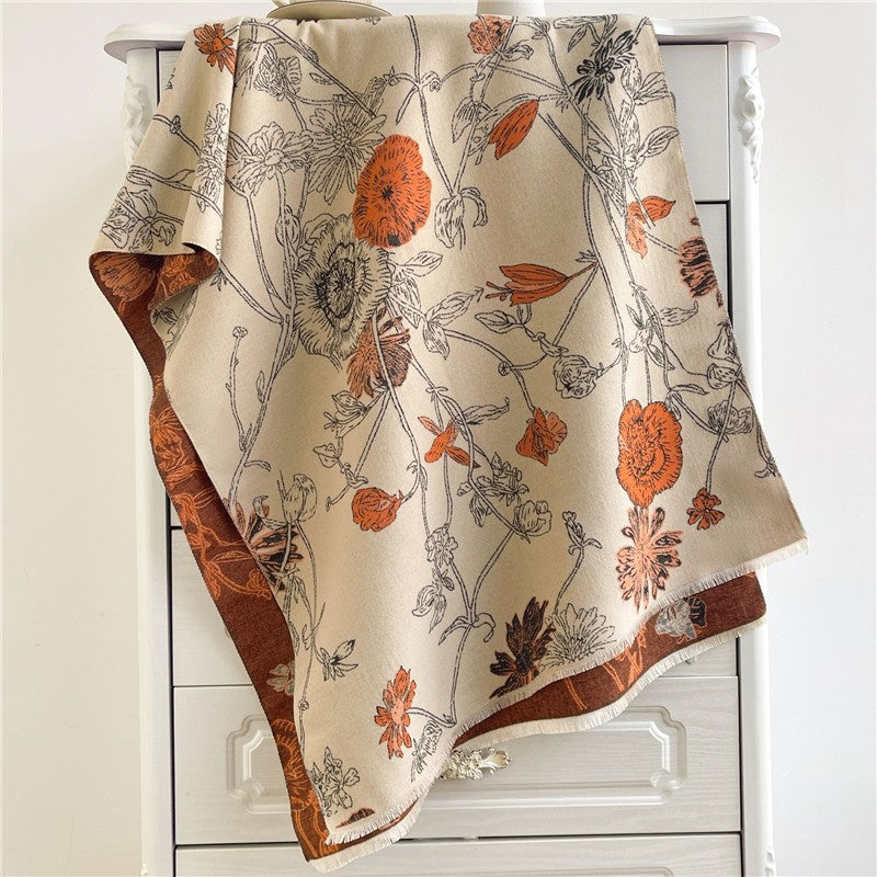 Jacquard Fringed Cashmere-Like Scarf
