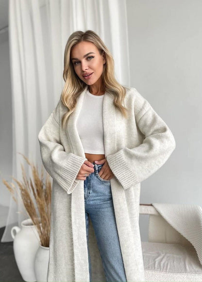 Belted Knit Duster Cardigan In Soft Knit