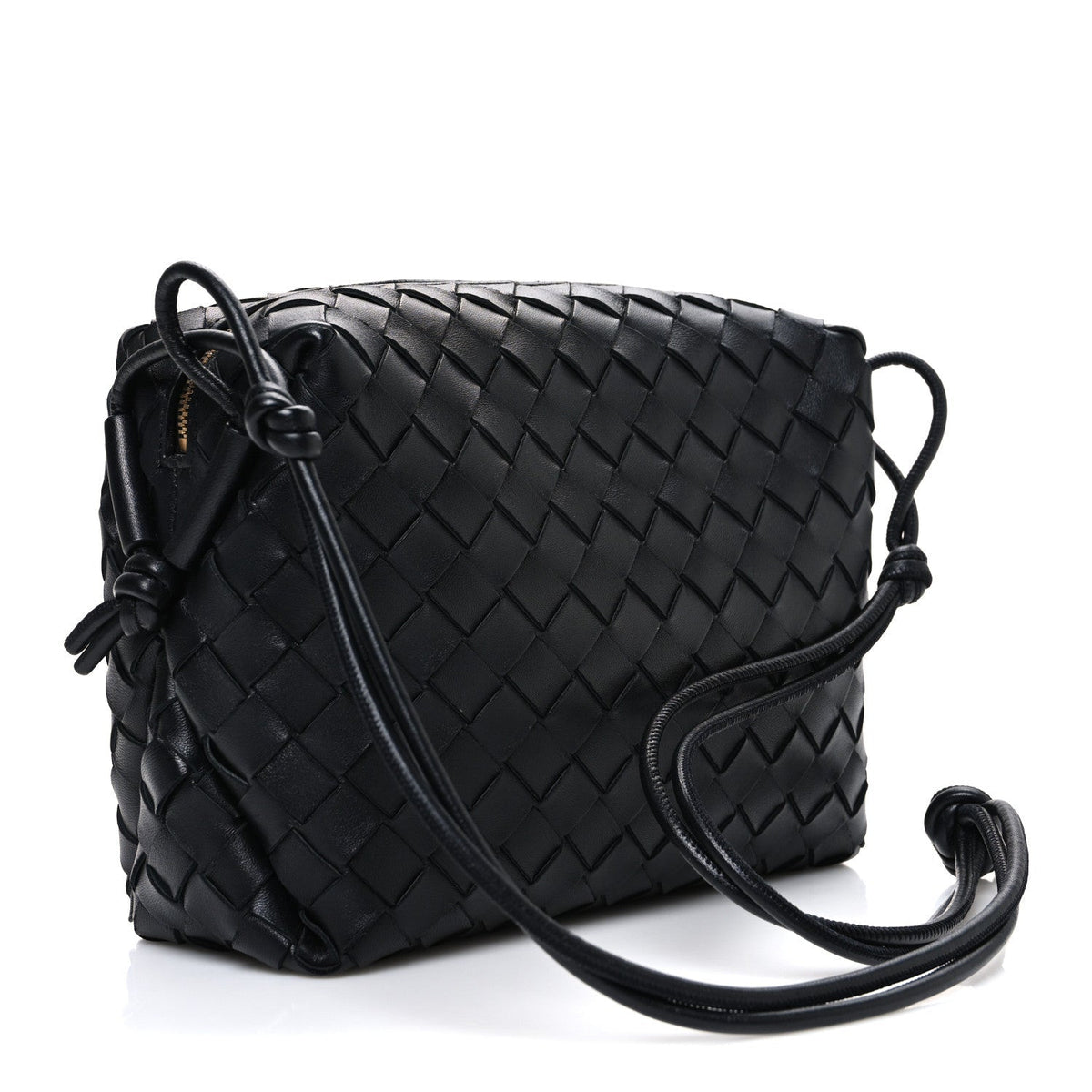 Nappa Intrecciato Small Loop Camera Bag Black