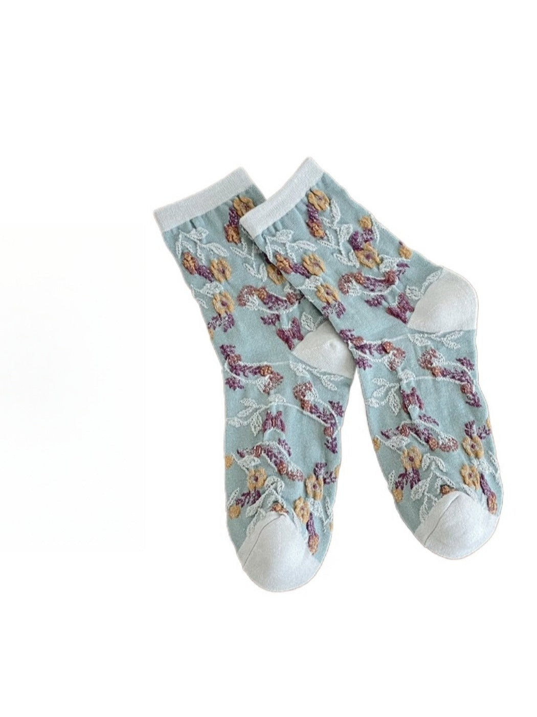Rufia - Simple Flower Mid-Calf Socks - Chic &amp; Sweet