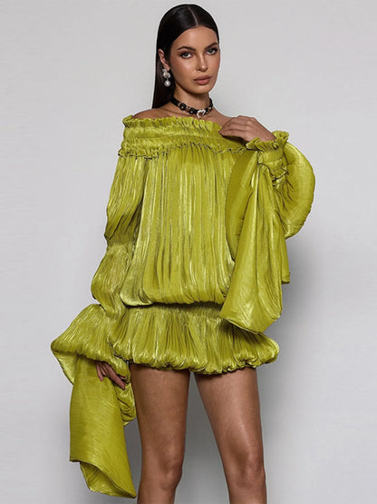 Lunara Off Shoulder Draped Mini Dress