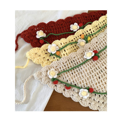 Haila - Floral Lace Crochet Triangle Scarf - Boho Chic