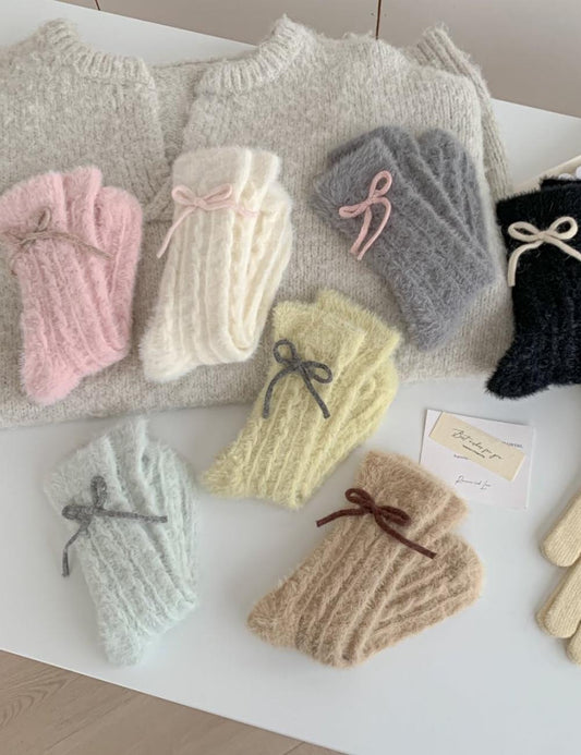 Fuzzy Soft Cable Knit Plush Crew Socks