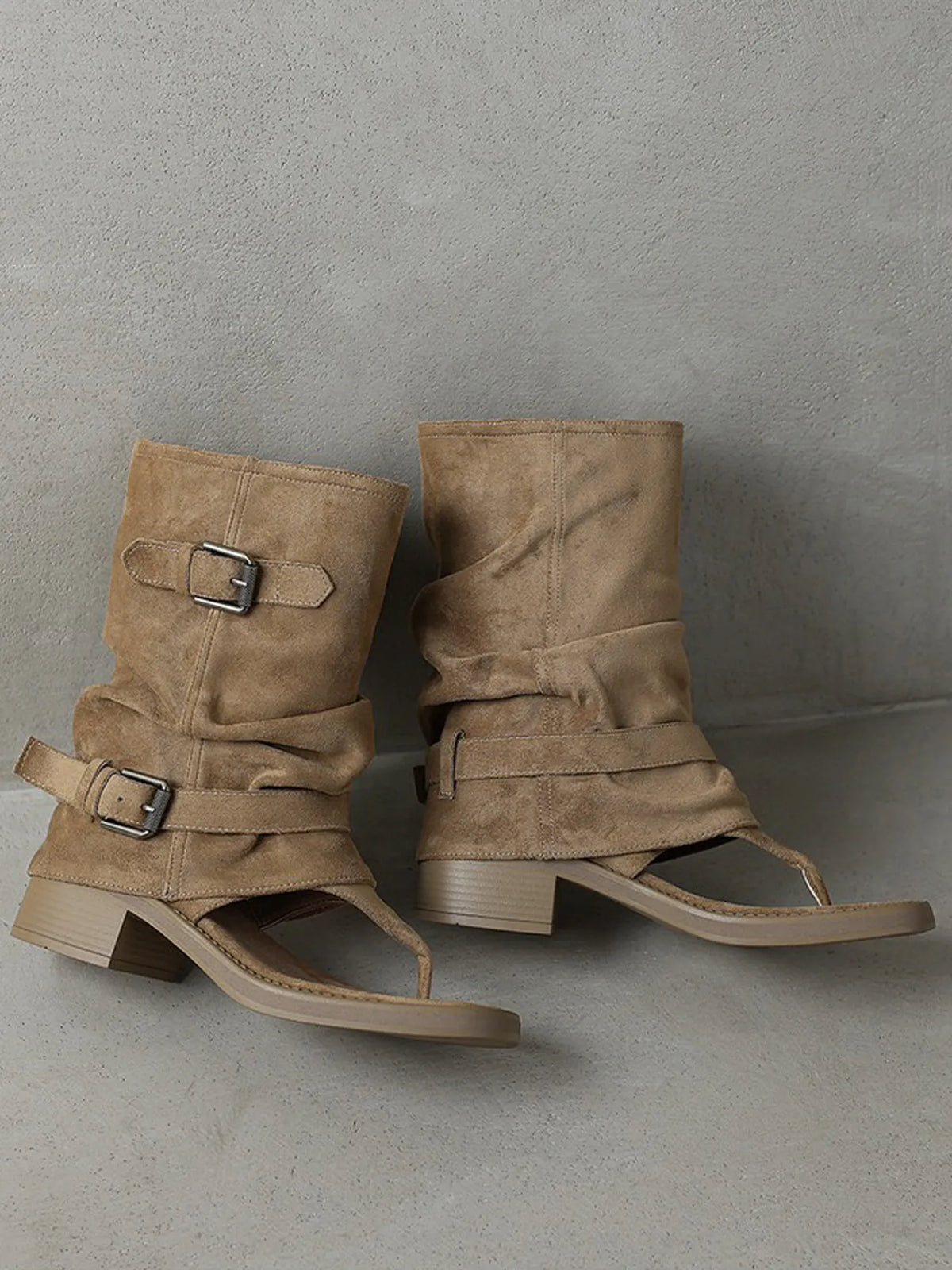 Zara Buckled Open-toe Boots