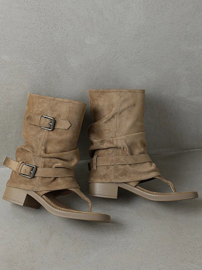 Zara Buckled Open-toe Boots