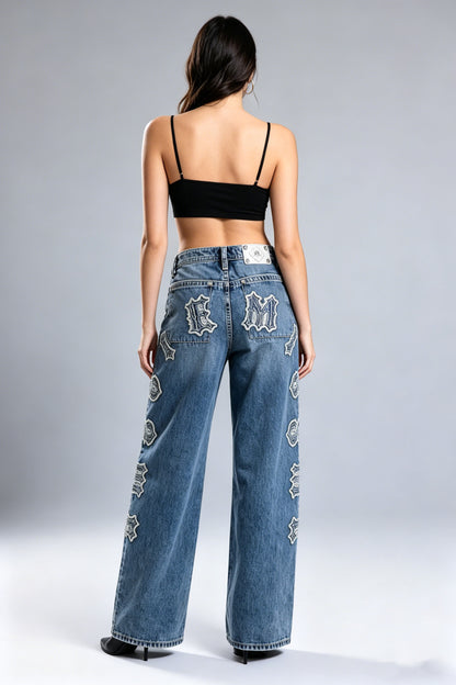 Cassandra Embroidered Appliqué Jeans