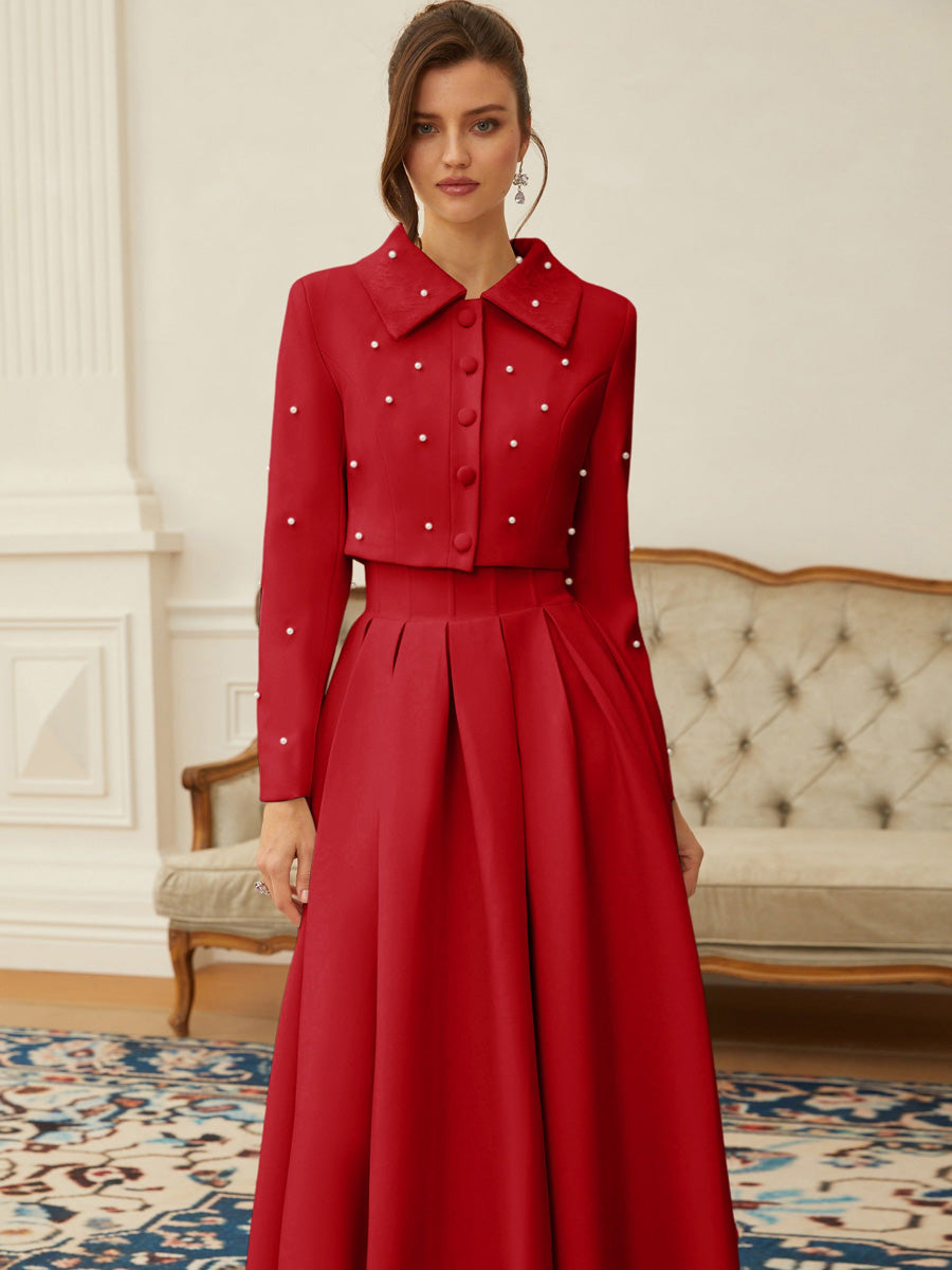 Brooklyn Pearl Jacket & Pleated Skirt Set