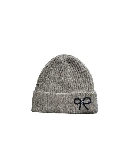 Haila - Knitted Beanie with Butterfly Embroidery
