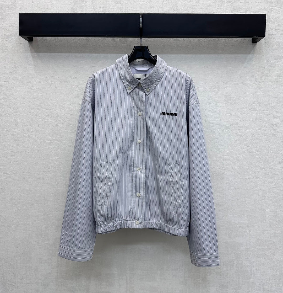 Miu Miu Jacket Striped Grey Cotton 341902