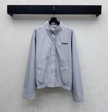Miu Miu Jacket Striped Grey Cotton 341902