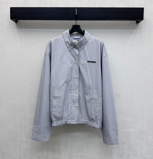 Miu Miu Jacket Striped Grey Cotton 341902