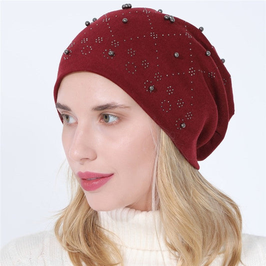 Double Layer Cotton Drill Beaded Cap