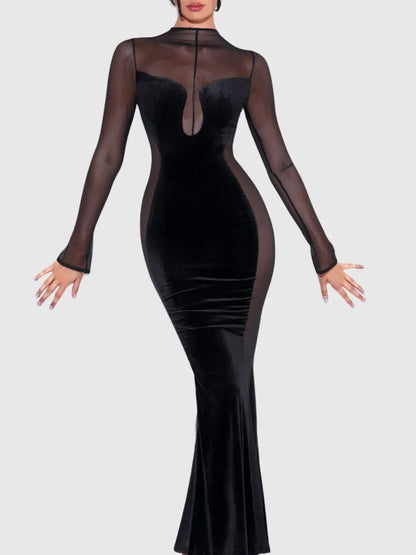 Eleonora Velvet Mesh Maxi Dress