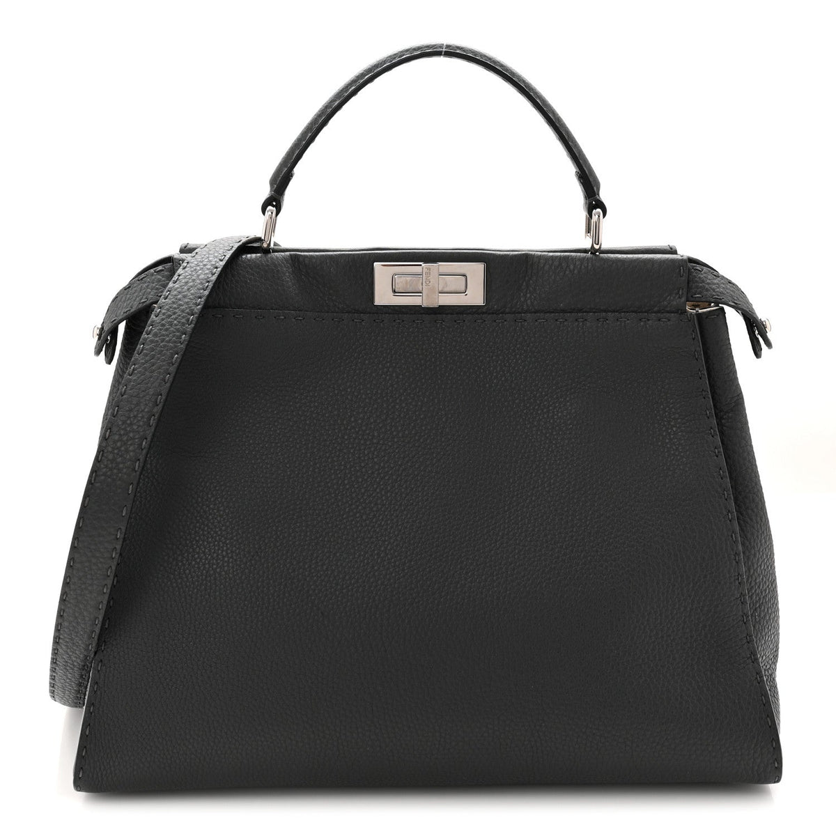 Cuoio Romano Selleria Bi-Color Large Peekaboo Iconic Satchel Asfalto Latte
