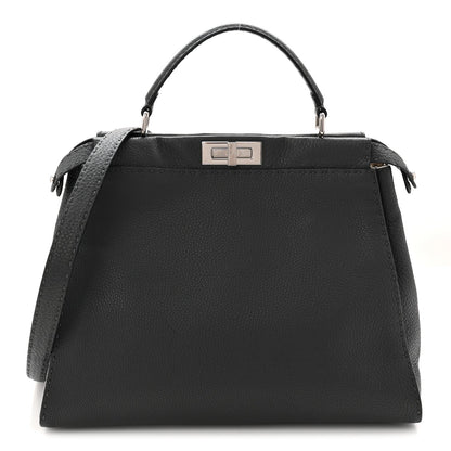 Cuoio Romano Selleria Bi-Color Large Peekaboo Iconic Satchel Asfalto Latte