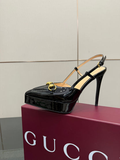 GG 25 Platform Sandals 11.8cm Black Patent Leather