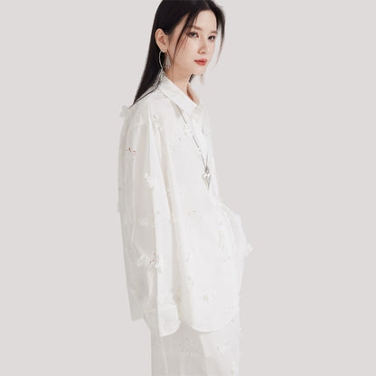 3D Hollow Cut Floral Shirt
