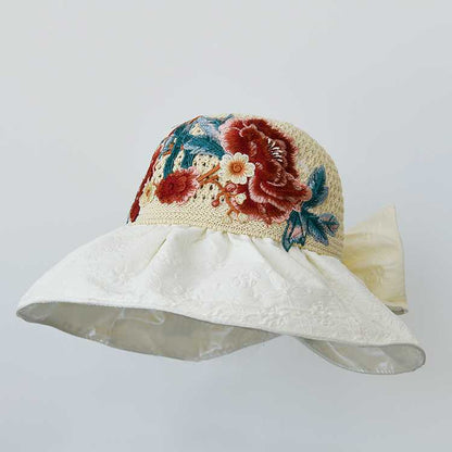 Embroidered Sun Hat Female Summer Uv-Proof Shell Shading Empty Top Cover Face Sun Hat