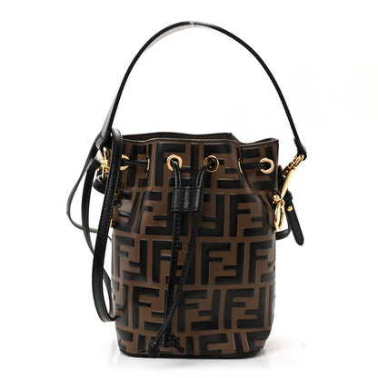 Vitello Liberty F is Fendi Bi-Color FF 1974 Embossed Mini Mon Tresor Bucket Bag Maya Black