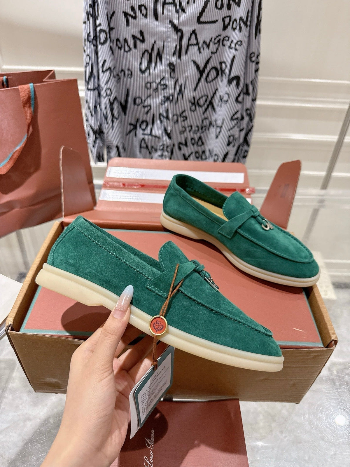 LP Summer Charms Walk Loafers Deep Green Suede 565857