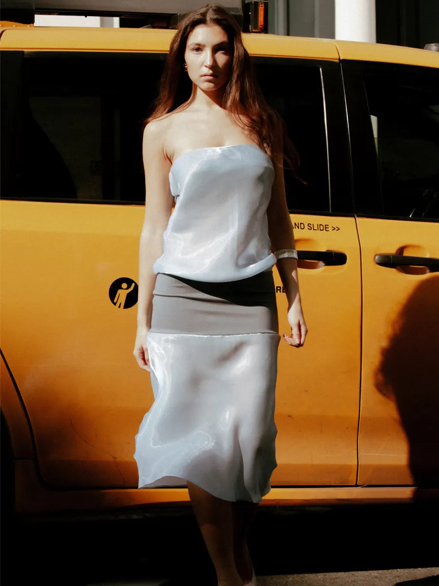 Freya Strapless Pleated Midi Dress