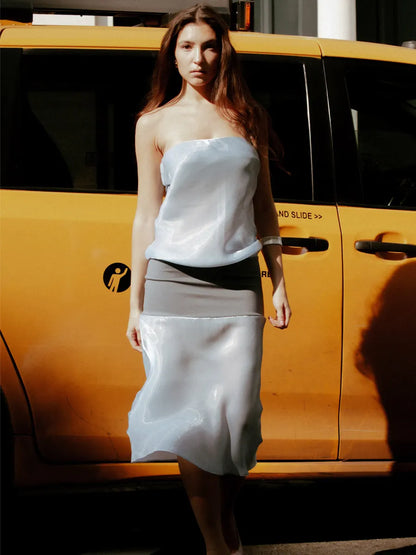 Freya Strapless Pleated Midi Dress