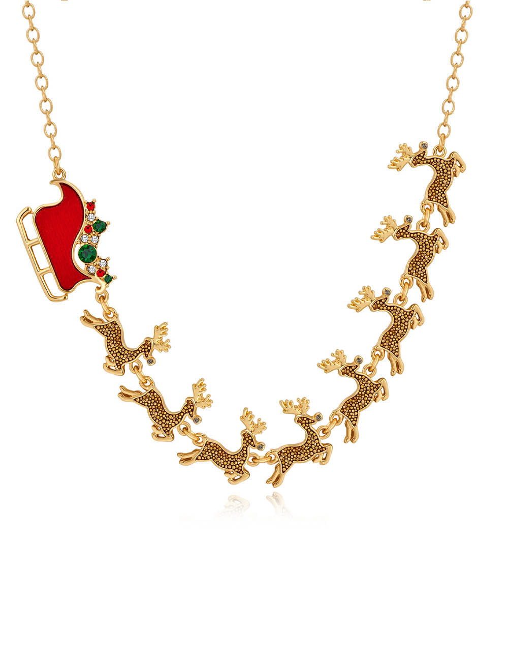 Creative Reindeer Sled Pendant Christmas Necklace