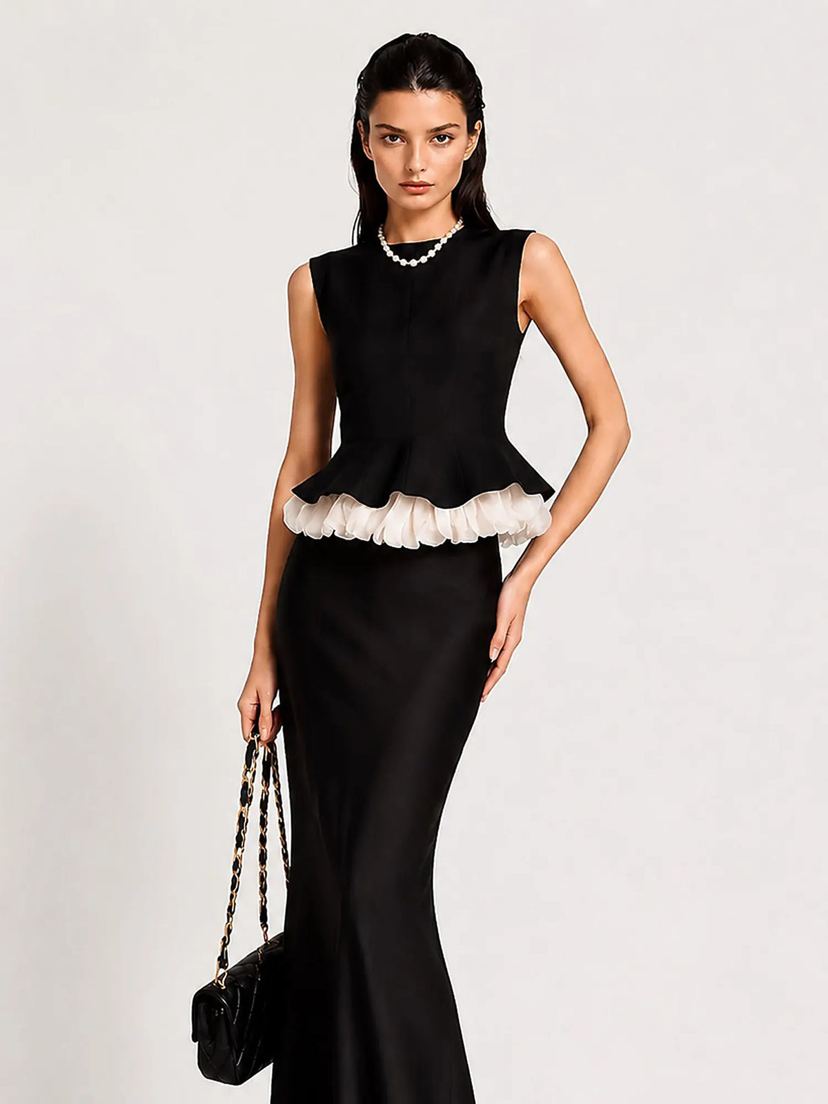 Hazel Sleeveless Color-Block Maxi Skirt Set