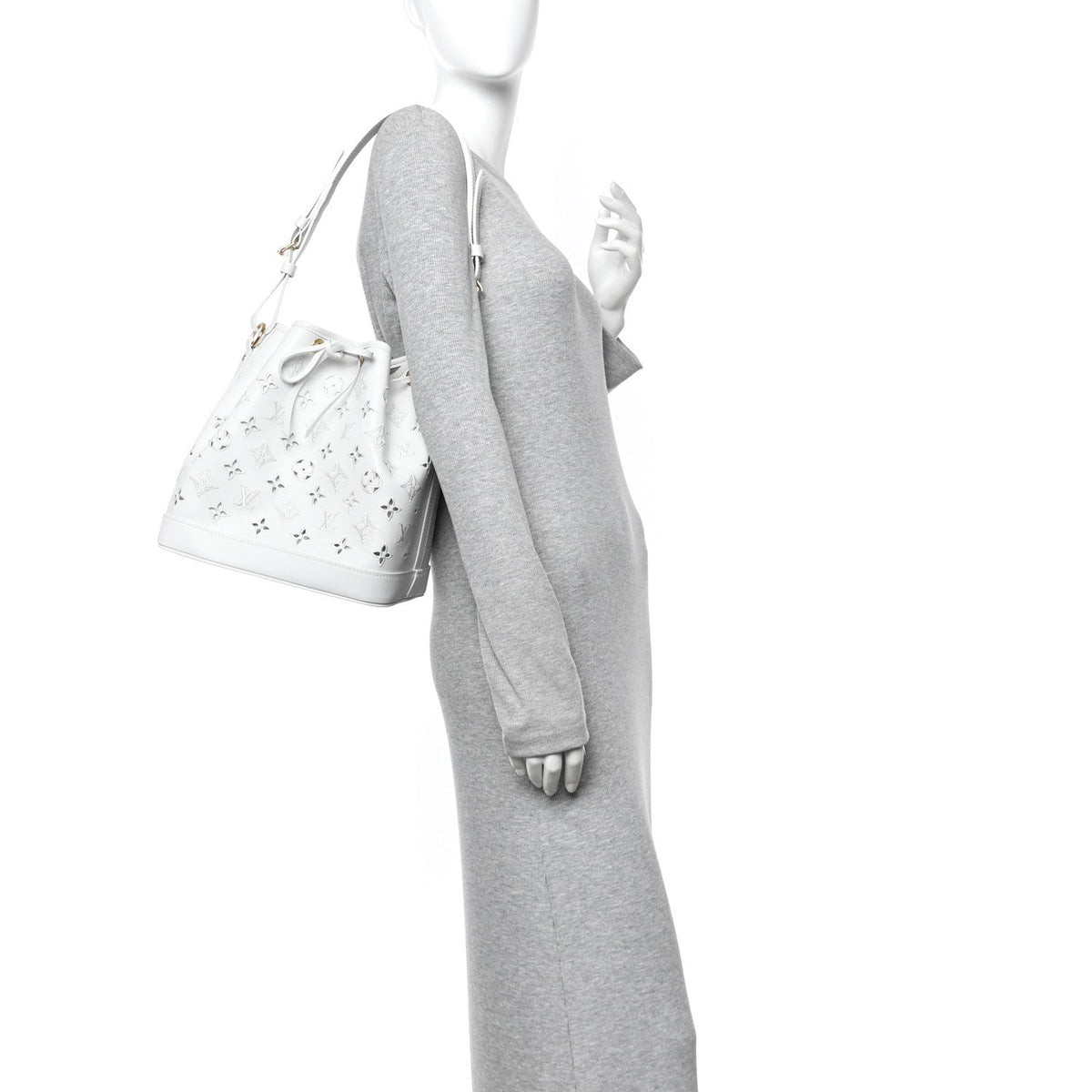 Calfskin Monogram Cutout Petit Noe White