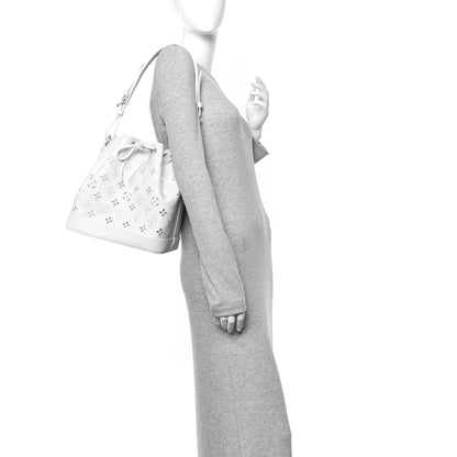 Calfskin Monogram Cutout Petit Noe White
