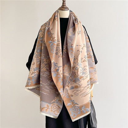Jacquard Fringed Cashmere-Like Scarf