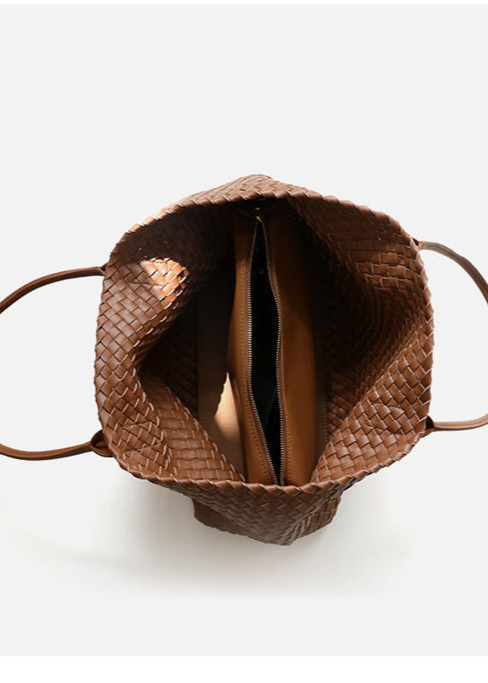 Woven Leather Tote Bag Durable Handwoven Design