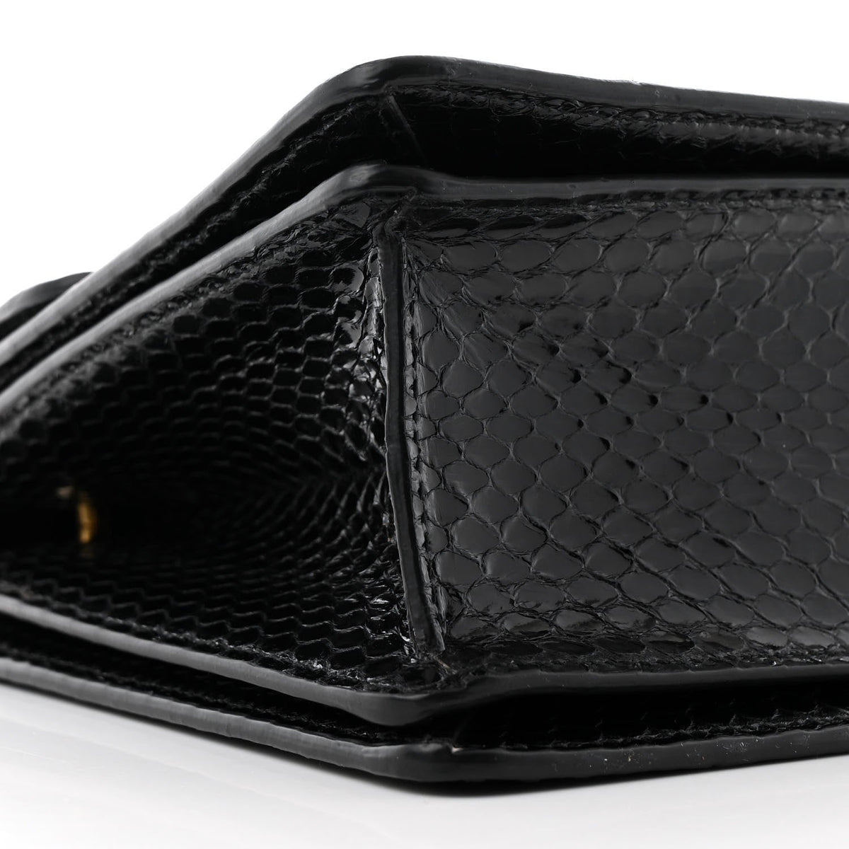 Snakeskin Sylvie Web Small Queen Margaret Top Handle Bag Black