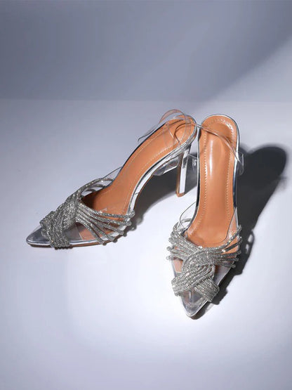 Lumi Crystal Embellished Sandals In Silver