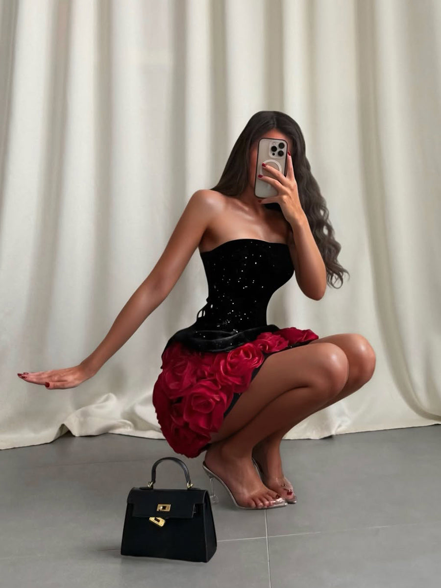 Alondra Floral Velvet Mini Dress