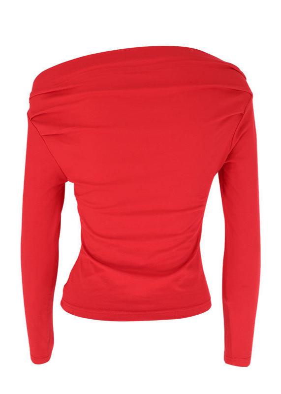 Asymmetrical Long Sleeve Top Soft Stretchy Fabric
