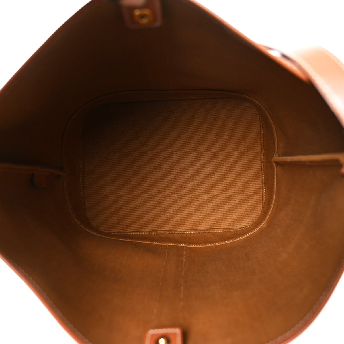 Triomphe Canvas Calfskin Medium Bucket Bag Tan