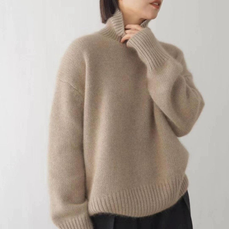 Solid Color High Neck Sweater