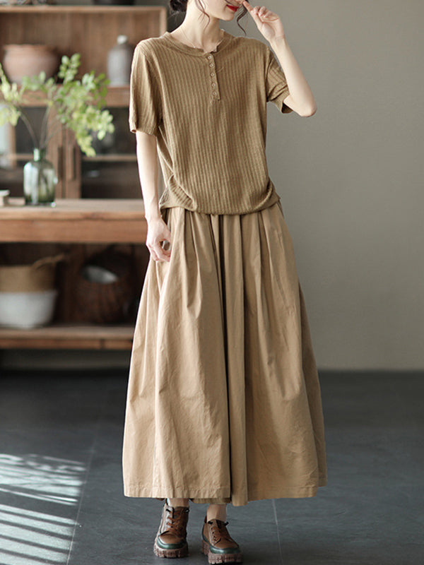 Vintage Casual Loose Ramie Cotton Wide Leg Pants