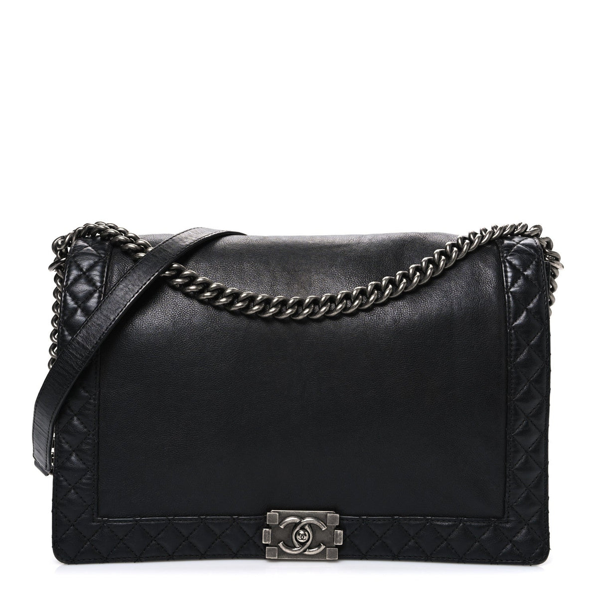 Calfskin Large Boy Reverso Flap Black