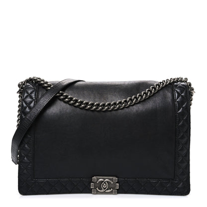 Calfskin Large Boy Reverso Flap Black