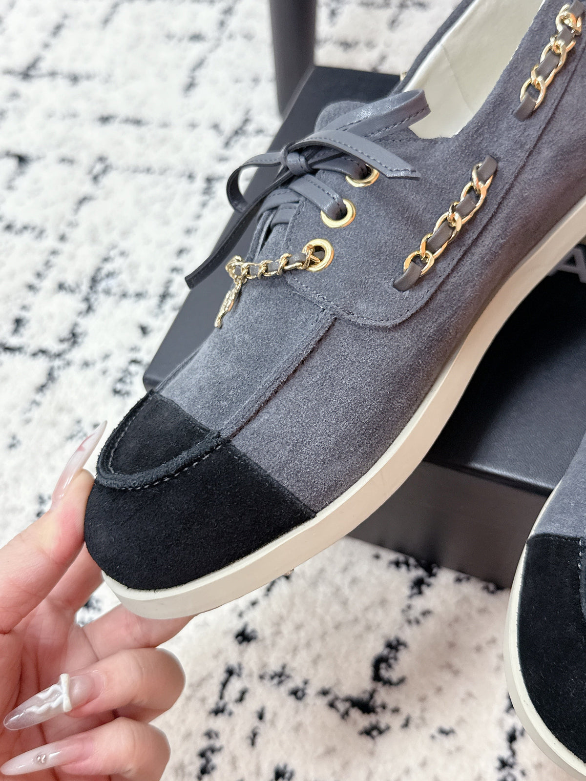 CC Cruise 25/26 Moccasins Black Slate Blue Gray Suede