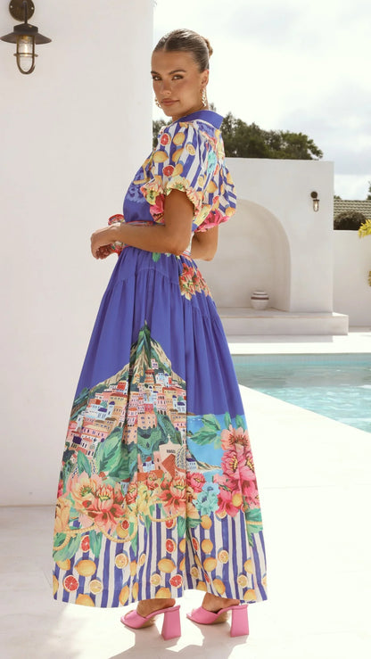 Bloom Maxi Dress - Positano Cobalt
