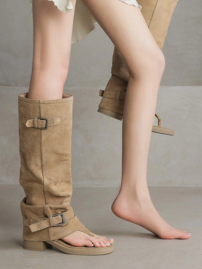 Zara Buckled Open-toe Boots