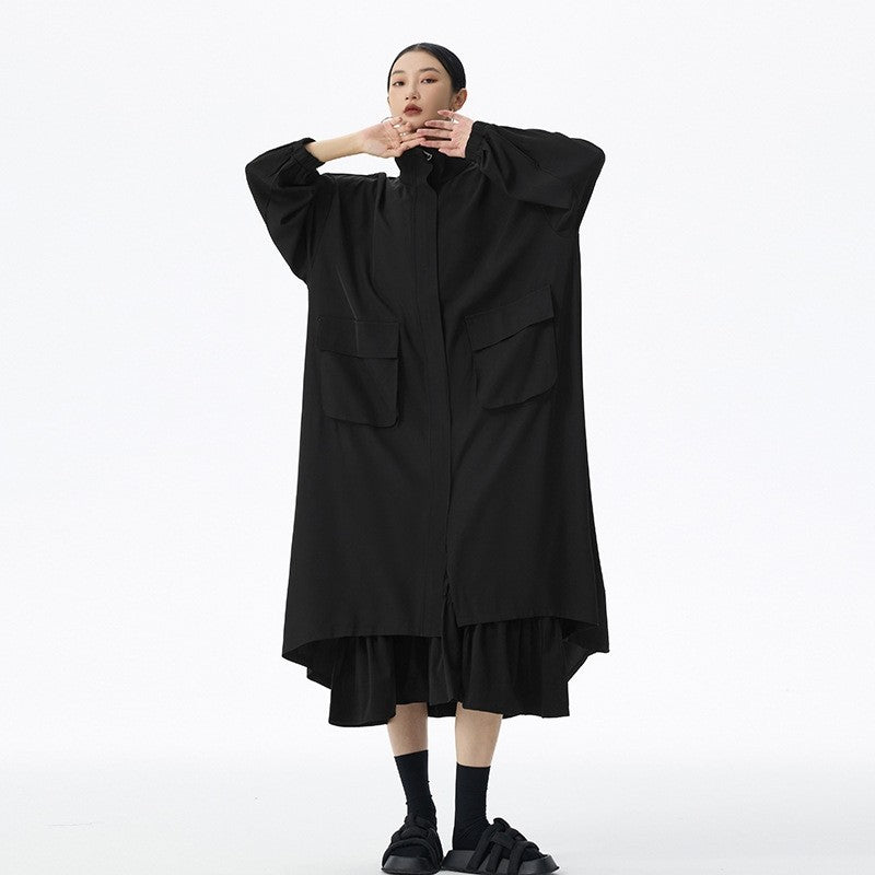 Turtleneck Solid Color Long Coat